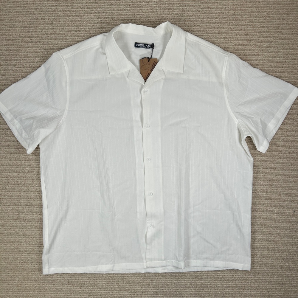 PJ Paul Jones Button Up Mens 3XL White Lightweight Coastal Beach Boho Summer NWT